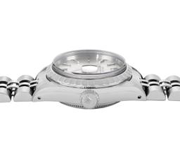 Rolex Ladies Quickset Stainless Steel Silver Index Engine Turn Bezel Date Watch