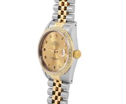 Rolex Mens Two Tone Sapphire Factory Champagne Diamond Dial Fluted Bezel Datejus