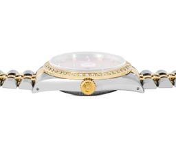 Rolex Mens Two Tone Sapphire Factory Champagne Diamond Dial Fluted Bezel Datejus
