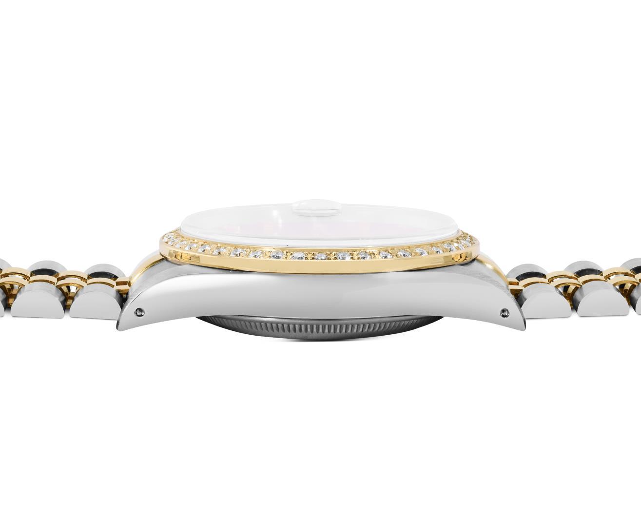 Rolex Mens Two Tone Sapphire Factory Champagne Diamond Dial Fluted Bezel Datejus