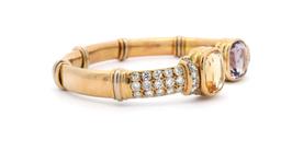 18KT Yellow Gold 9.26 ctw Amethyst, Citrine & Diamond Flex Bangle Bracelet
