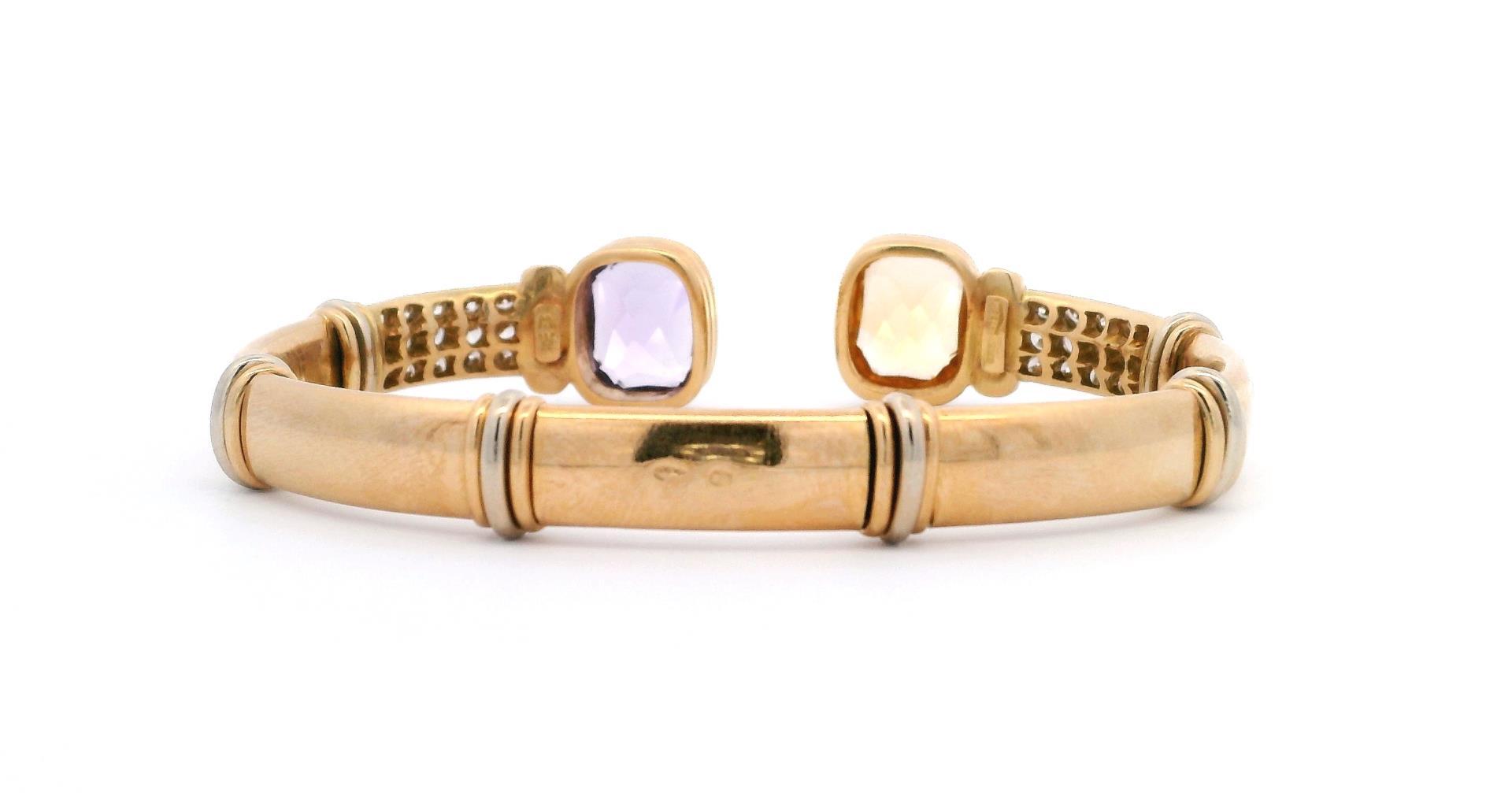18KT Yellow Gold 9.26 ctw Amethyst, Citrine & Diamond Flex Bangle Bracelet