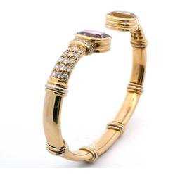 18KT Yellow Gold 9.26 ctw Amethyst, Citrine & Diamond Flex Bangle Bracelet