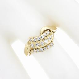 ArtCarved 14K Gold .45 ctw Round Brilliant Pave Diamond Curved 3 Row Polished Ri