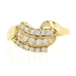 ArtCarved 14K Gold .45 ctw Round Brilliant Pave Diamond Curved 3 Row Polished Ri