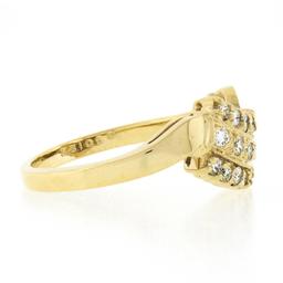 ArtCarved 14K Gold .45 ctw Round Brilliant Pave Diamond Curved 3 Row Polished Ri