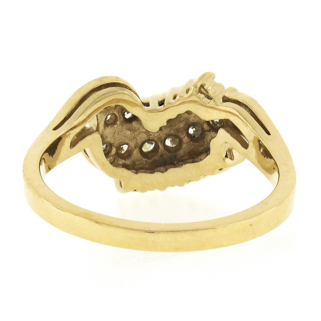 ArtCarved 14K Gold .45 ctw Round Brilliant Pave Diamond Curved 3 Row Polished Ri