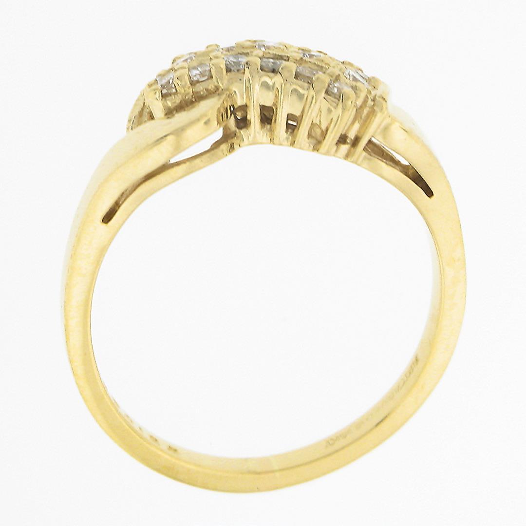 ArtCarved 14K Gold .45 ctw Round Brilliant Pave Diamond Curved 3 Row Polished Ri