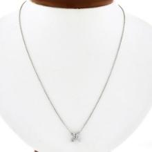 NEW Platinum 0.56 ctw Prong Marquise Diamond Flower Pendant Cable Chain Necklace