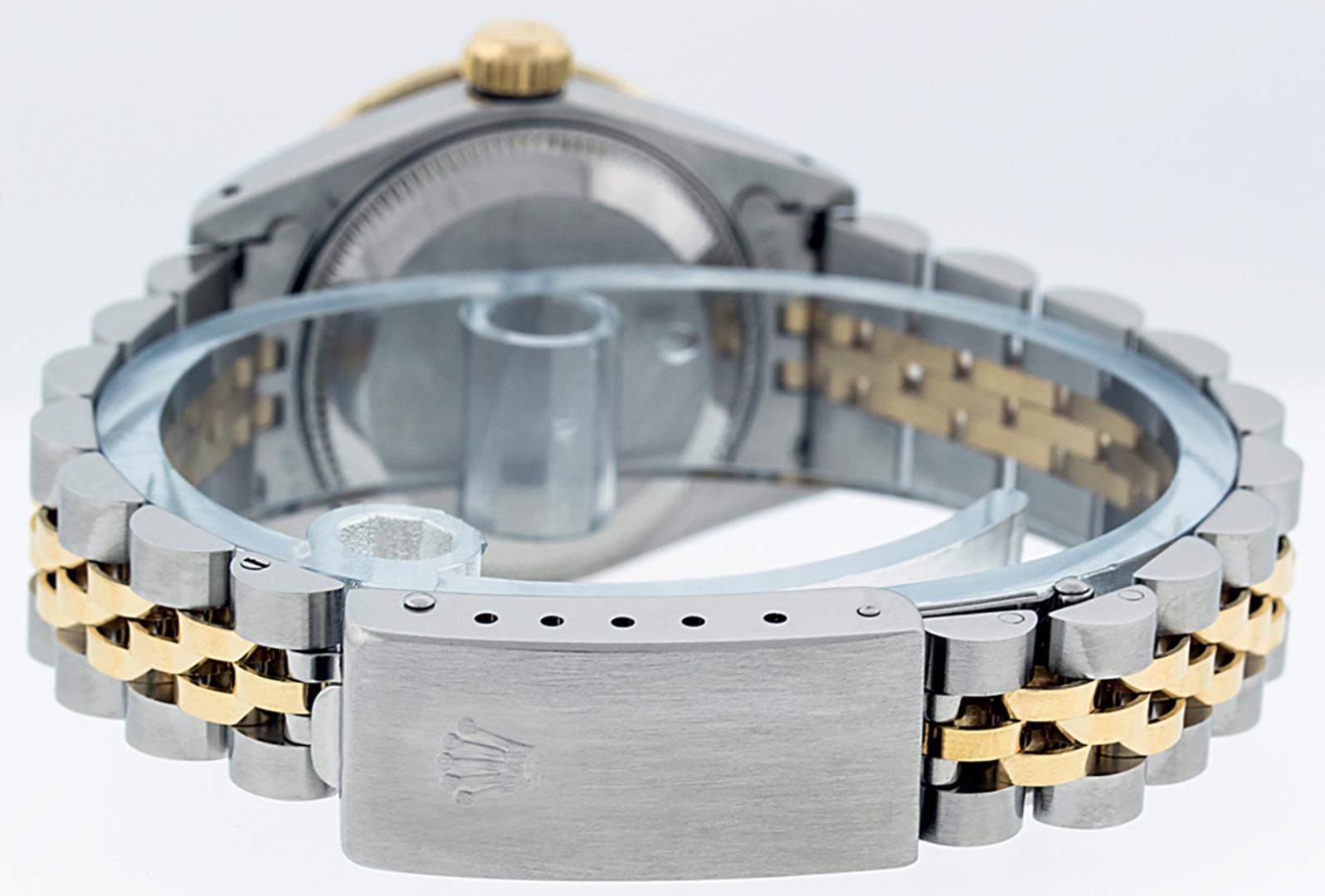 Rolex Ladies Two Tone Quickset Blue Vignette Diamond Datejust Wristwatch 26MM