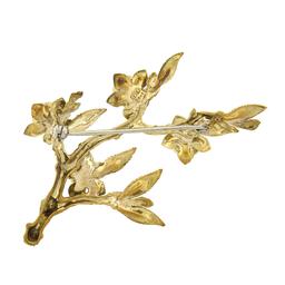 Vintage 18K Gold Ruby Emerald Sapphire & Turquoise Textured Branch Pin Brooch