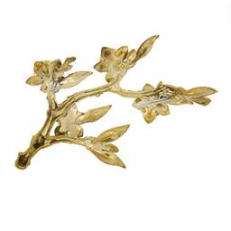 Vintage 18K Gold Ruby Emerald Sapphire & Turquoise Textured Branch Pin Brooch