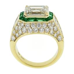 Estate 18k Yellow Gold 6.07 ctw GIA Emerald Cut & Baguette Diamond Engagement Ri