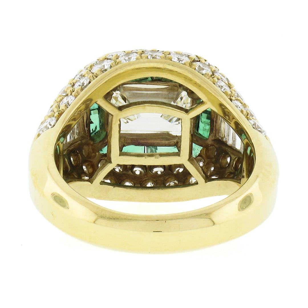 Estate 18k Yellow Gold 6.07 ctw GIA Emerald Cut & Baguette Diamond Engagement Ri