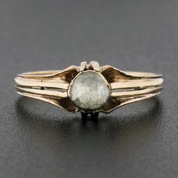 Antique Victorian Rosy Yellow Gold 5mm Rose Cut Diamond Bezel Solitaire Ring
