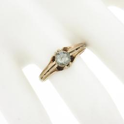 Antique Victorian Rosy Yellow Gold 5mm Rose Cut Diamond Bezel Solitaire Ring