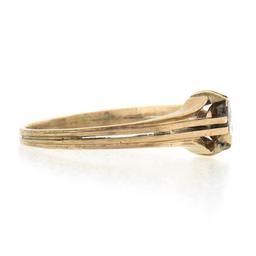 Antique Victorian Rosy Yellow Gold 5mm Rose Cut Diamond Bezel Solitaire Ring