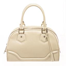 Louis Vuitton Ivory White Epi Leather Bowling Montaigne BB Tote Bag