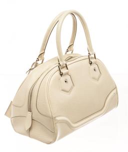 Louis Vuitton Ivory White Epi Leather Bowling Montaigne BB Tote Bag