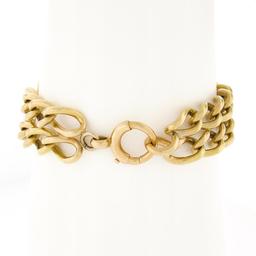 Antique British Victorian 18K Yellow Gold 6.5 Dual Oval Curb Link Chain Bracelet