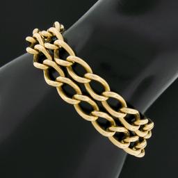 Antique British Victorian 18K Yellow Gold 6.5 Dual Oval Curb Link Chain Bracelet