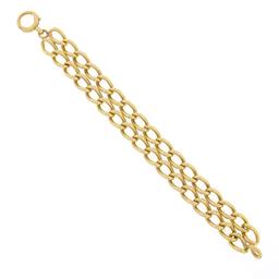 Antique British Victorian 18K Yellow Gold 6.5 Dual Oval Curb Link Chain Bracelet