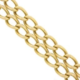 Antique British Victorian 18K Yellow Gold 6.5 Dual Oval Curb Link Chain Bracelet