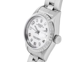 Rolex Ladies Quickset Sapphire White Arabic Dial Date Wristwatch With Rolex Box