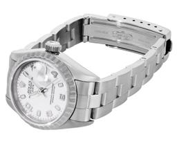 Rolex Ladies Quickset Sapphire White Arabic Dial Date Wristwatch With Rolex Box