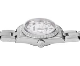 Rolex Ladies Quickset Sapphire White Arabic Dial Date Wristwatch With Rolex Box