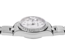 Rolex Ladies Quickset Sapphire White Arabic Dial Date Wristwatch With Rolex Box
