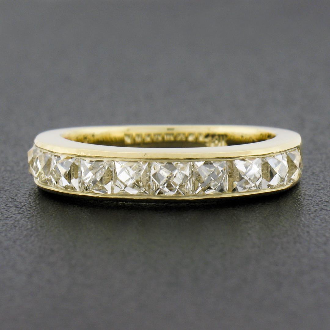 NEW 18k Yellow Gold 1.75 ctw French Cut Channel Diamond Stack Wedding Band Ring