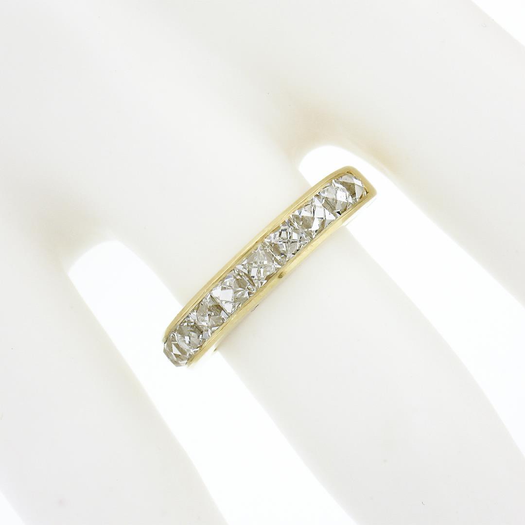 NEW 18k Yellow Gold 1.75 ctw French Cut Channel Diamond Stack Wedding Band Ring