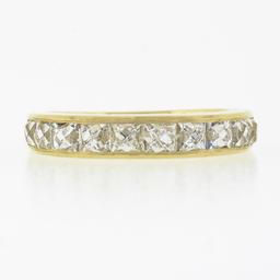 NEW 18k Yellow Gold 1.75 ctw French Cut Channel Diamond Stack Wedding Band Ring