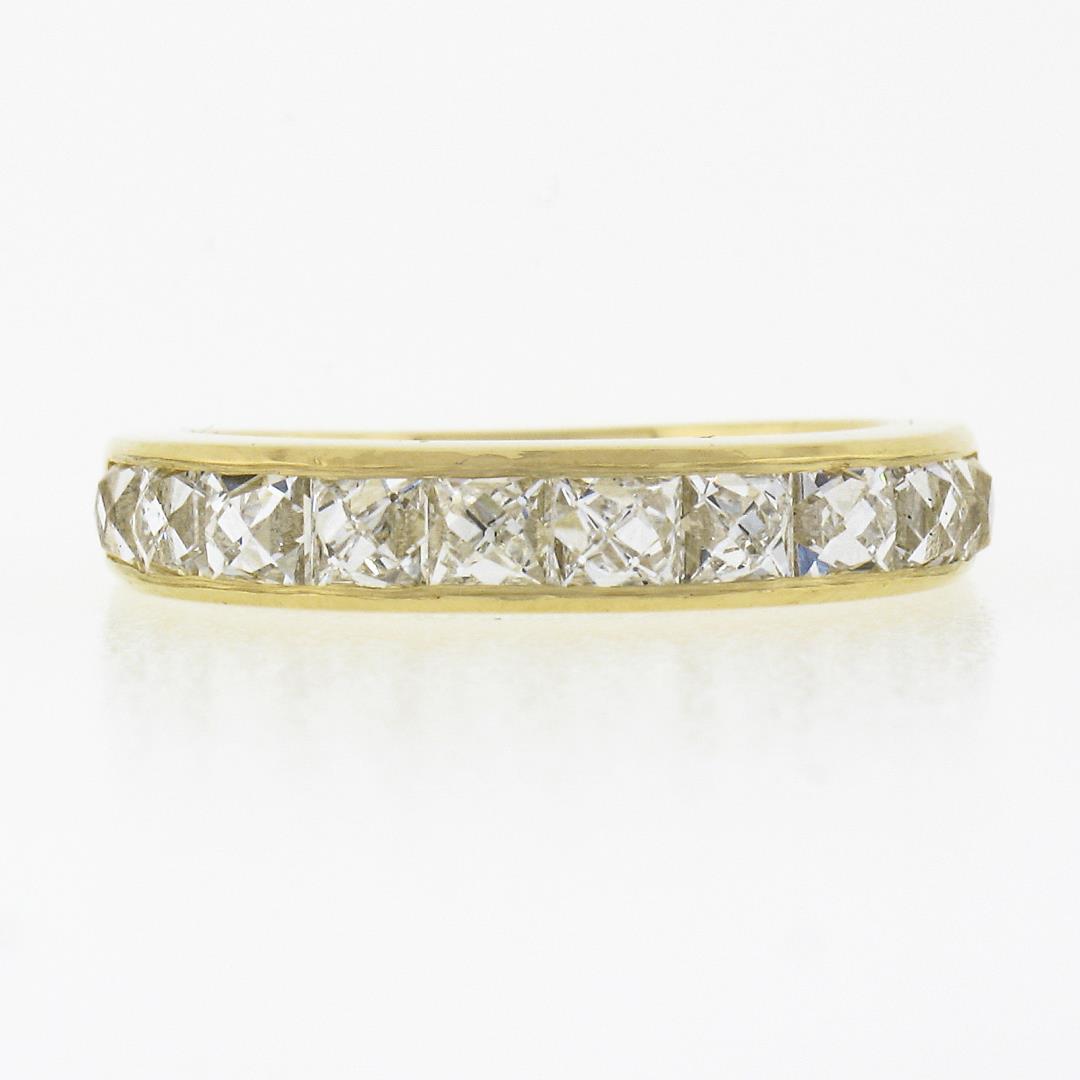 NEW 18k Yellow Gold 1.75 ctw French Cut Channel Diamond Stack Wedding Band Ring