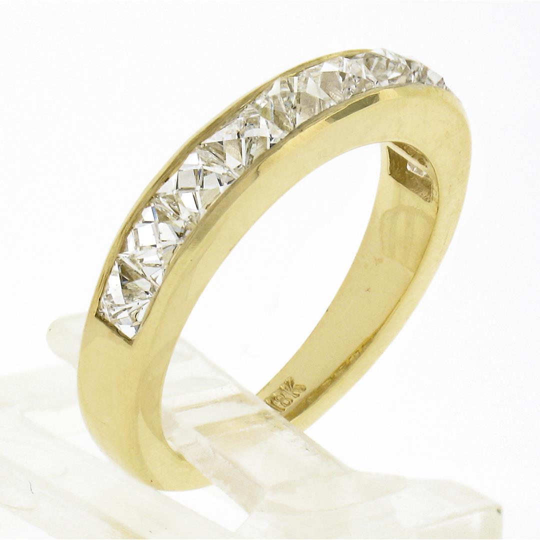 NEW 18k Yellow Gold 1.75 ctw French Cut Channel Diamond Stack Wedding Band Ring
