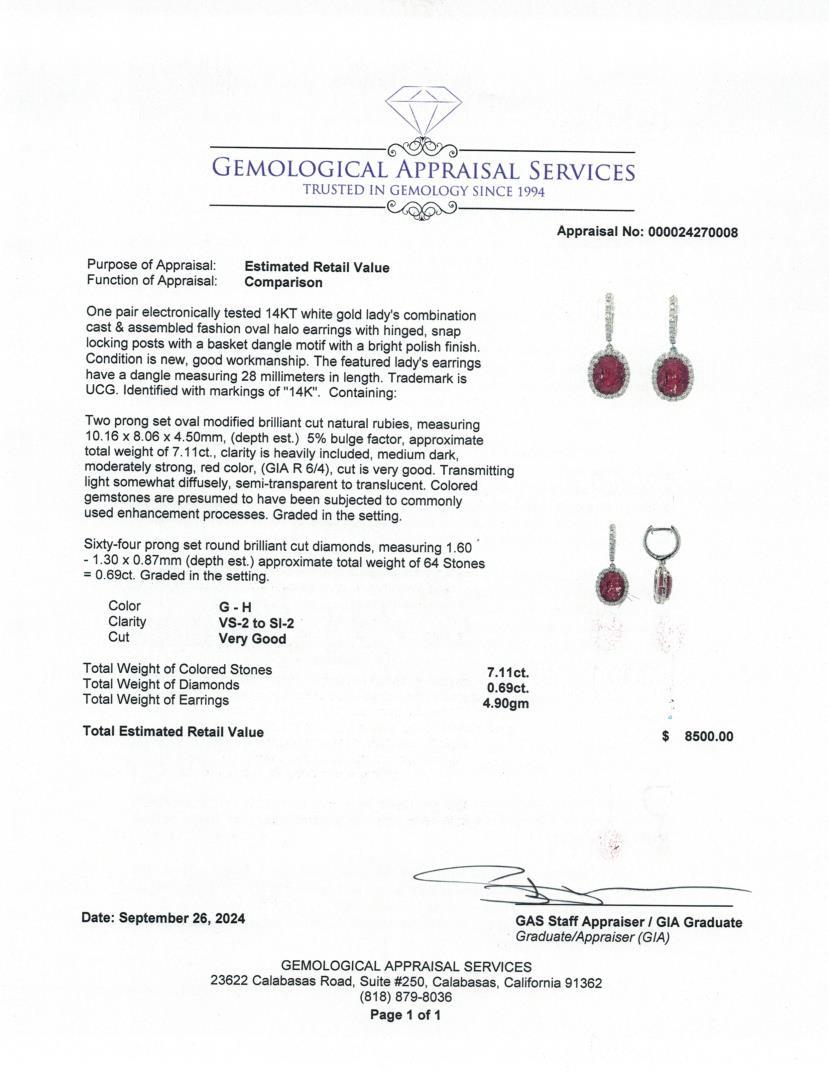 Fashion Ruby & Diamond Dangle Earrings