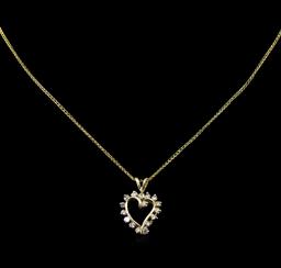 0.72 ctw Diamond Pendant With Chain - 14KT Yellow Gold