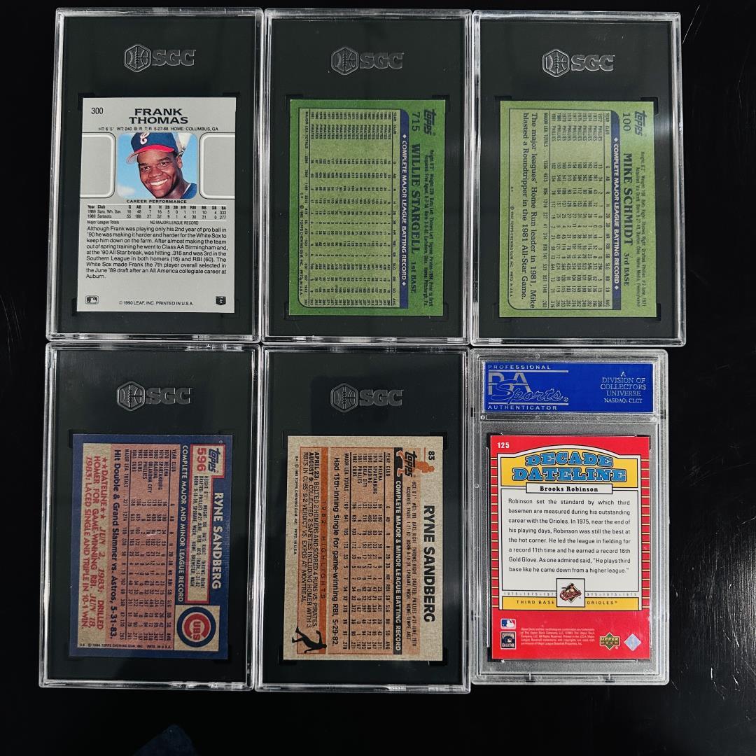 Set of (6) Graded Baseball Cards - Thomas, Stargell, Schmidt, Sandberg & Robinso