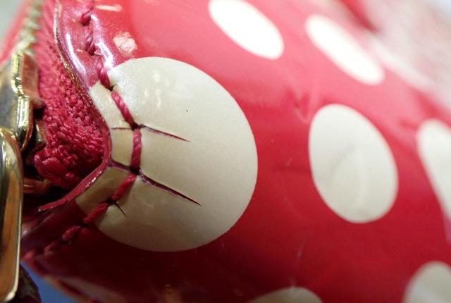 Louis Vuitton Red Vernis Dot Leather Yayoi Kusama Lockit Vertical MM Satchel Bag