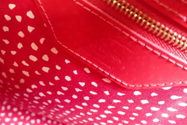 Louis Vuitton Red Vernis Dot Leather Yayoi Kusama Lockit Vertical MM Satchel Bag