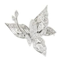 18K White Gold 1.6 ctw Diamond En Tremblant Detailed Mil grain Butterfly Brooch