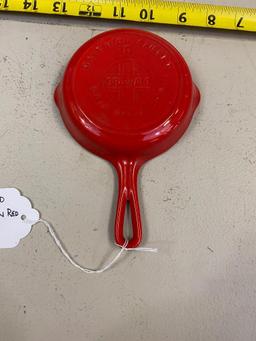 Griswold 562 porcelain red skillet with label