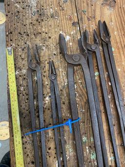 5 Pair Long Handled Blacksmith Tongs