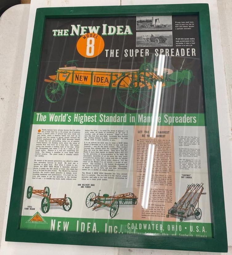 New Idea Model 8 Manure Spreader Advertisement in Frame 20in x 26in
