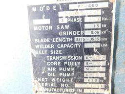 (16837)- AMADA VERTICAL BANDSAW MODEL # V A -400 16" CAPACITY BLADE WELDER