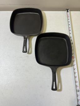 2- Wagnerware Square Cast Iron Skillets