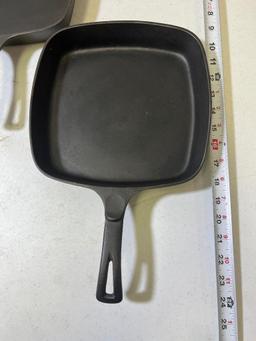 2- Wagnerware Square Cast Iron Skillets