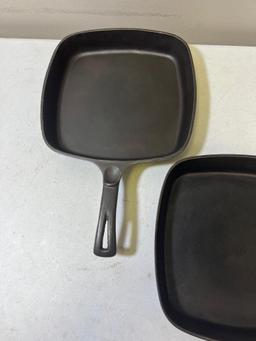 2- Wagnerware Square Cast Iron Skillets