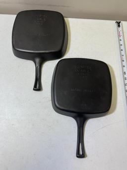 2- Wagnerware Square Cast Iron Skillets